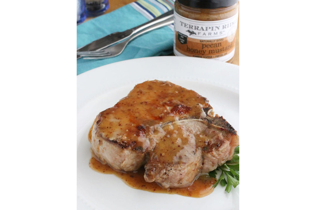 Pecan Honey Mustard Pork Cutlets with Terrapin Ridge Farms Pecan Honey Mustard Pecan Honey Mustard Pork Cutlets with Terrapin Ridge Farms Pecan Honey Mustard